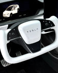 2021+| Model S & X "Honking Airbag" Yoke Steering Wheel Upgrade, TESLA Factory Original Resurfaced with Soft Napa Leather & Fully Heated