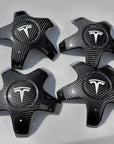 2021+ | Model S - 21" Arachnid Center Wheel Hubs - Real Molded Carbon Fiber- (Set of 4)