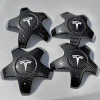 2021+ | Model S - 21" Arachnid Center Wheel Hubs - Real Molded Carbon Fiber- (Set of 4)