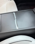 2026+ | Model Y Juniper Refreshed "Plain Weave" (Performance Look) Center Console Combo Side Panel & Charging Pad Overlay (1 Piece) - Real Dry Molded Carbon Fiber