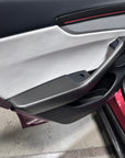 2026+ | Model Y Juniper Refreshed Front & Rear Lower Door Armrest Panel Overlays (4 Pieces) - Real Dry Molded Carbon Fiber