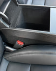 2026+ | Model Y Juniper Refreshed Center Console Combo Side Panel & Charging Pad Overlay (1 Piece) - Real Dry Molded Carbon Fiber