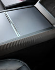 2026+ | Model Y Juniper Refreshed Center Console Combo Side Panel & Charging Pad Overlay (1 Piece) - Real Dry Molded Carbon Fiber