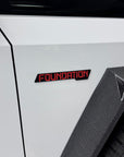 Cybertruck Foundation Emblems Raised Plastic Overlay - Red Letters (1 Pair)