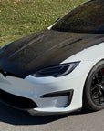 2021+ | Model S Viento Robot Hood - Dual Layer with Xpel Clear Bra - Dry Molded Carbon Fiber