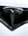 Model X Front T Logo Overlay - Real Dry Molded Carbon Fiber
