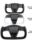 2021+| Model S & X "Honking Airbag" Yoke Steering Wheel Upgrade, TESLA Factory Original Resurfaced with Soft Napa Leather & Fully Heated
