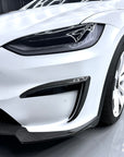 2022+ | Model X Fog Light Canards/Eyelids (1 Pair) - Real Molded Carbon Fiber