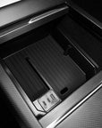 2024+ | Model 3 Highland Refreshed Center Console Tray ABS Plastic & Lined Rubber - With 2 USB-C + 1 USB-A Charging Port - with 12V Plug