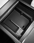 2024+ | Model 3 Highland Refreshed Center Console Tray ABS Plastic & Lined Rubber - With 2 USB-C + 1 USB-A Charging Port - with 12V Plug