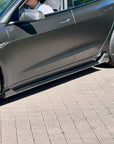 2017+ | Model 3 Colossal Side Skirt Overlays - Real Dry Molded Carbon Fiber