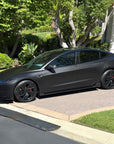 2017+ | Model 3 Colossal Side Skirt Overlays - Real Dry Molded Carbon Fiber