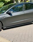 2017+ | Model 3 Colossal Side Skirt Overlays - Real Dry Molded Carbon Fiber