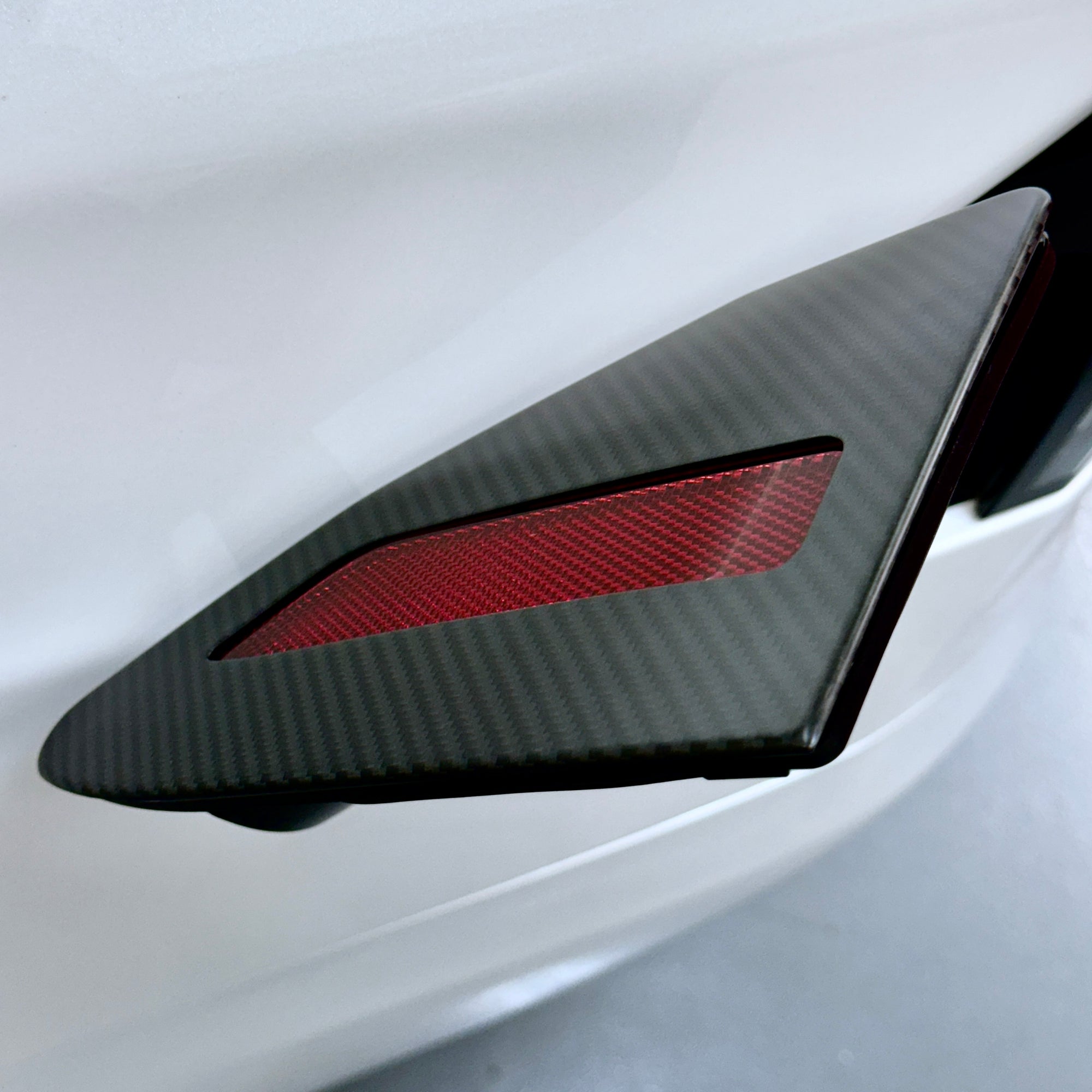 2023+ | Model X Charging Port Overlay (1 Pair) - Real Dry Molded Carbon Fiber