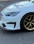 2021+ | Model S Viento Front Lip Spoiler - Real Molded Carbon Fiber
