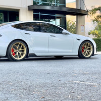 2021+ | Model S Viento Side Skirts - Real Molded Carbon Fiber