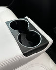 2026+ | Model Y Juniper Refreshed "Plain Weave" (Performance Look) Center Console & Front Cup Holder Overlay 1.0 (4 Piece kit) - Real Dry Molded Carbon Fiber