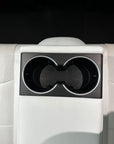 2024+ | Model 3 Highland Refreshed "Plain Weave" (Performance Look) Backseat Cup Holder Overlay - Real Dry Molded Carbon Fiber