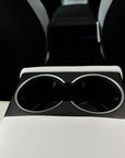 2024+ | Model 3 Highland Refreshed "Plain Weave" (Performance Look) Backseat Cup Holder Overlay - Real Dry Molded Carbon Fiber