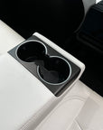 2024+ | Model 3 Highland Refreshed "Plain Weave" (Performance Look) Backseat Cup Holder Overlay - Real Dry Molded Carbon Fiber