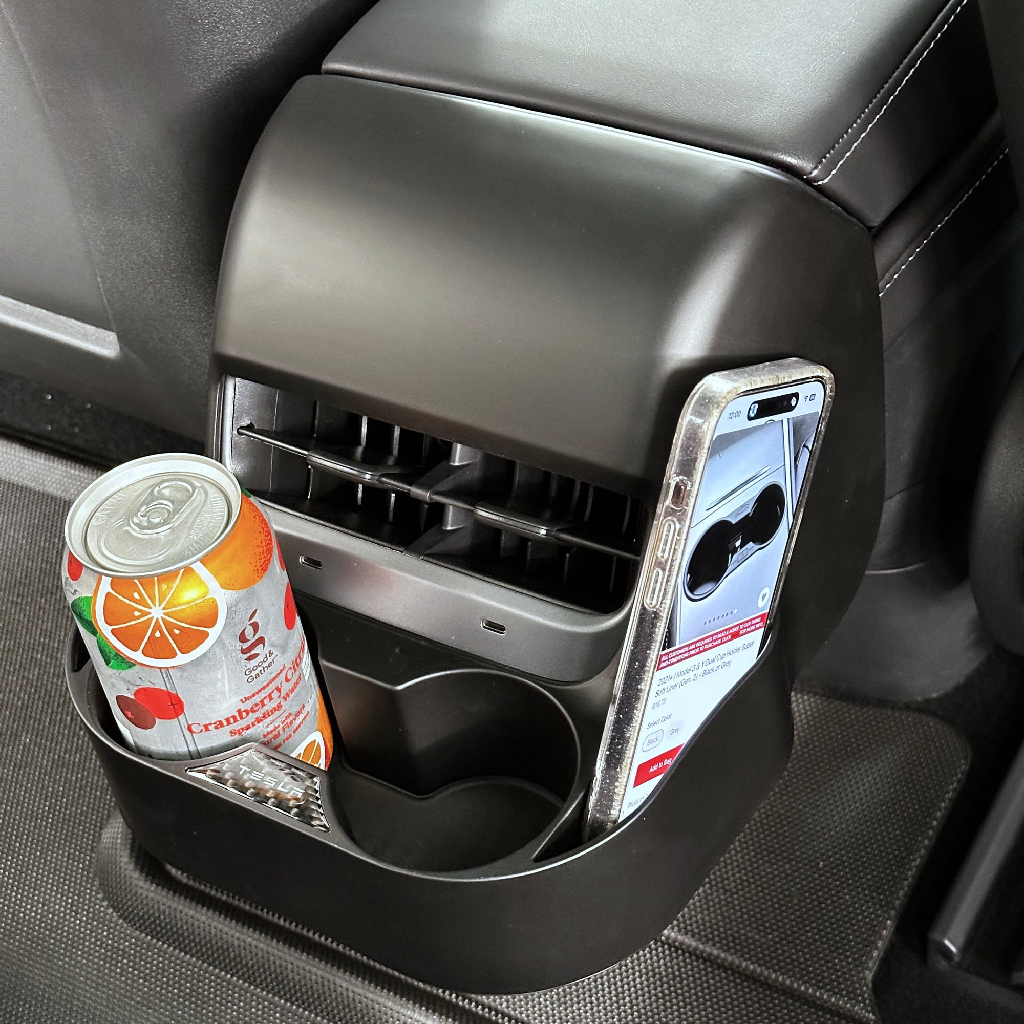 Model 3 & Y Backseat Double Cup Holder & Phone Holder
