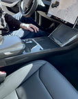 2024+ | Model 3 Highland Refreshed Center Console Combo Side Panel & Charging Pad Overlay (1 Piece) - Real Dry Molded Carbon Fiber