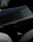 2026+ | Model Y Juniper Refreshed Armrest Overlay - Real Dry Molded Carbon Fiber