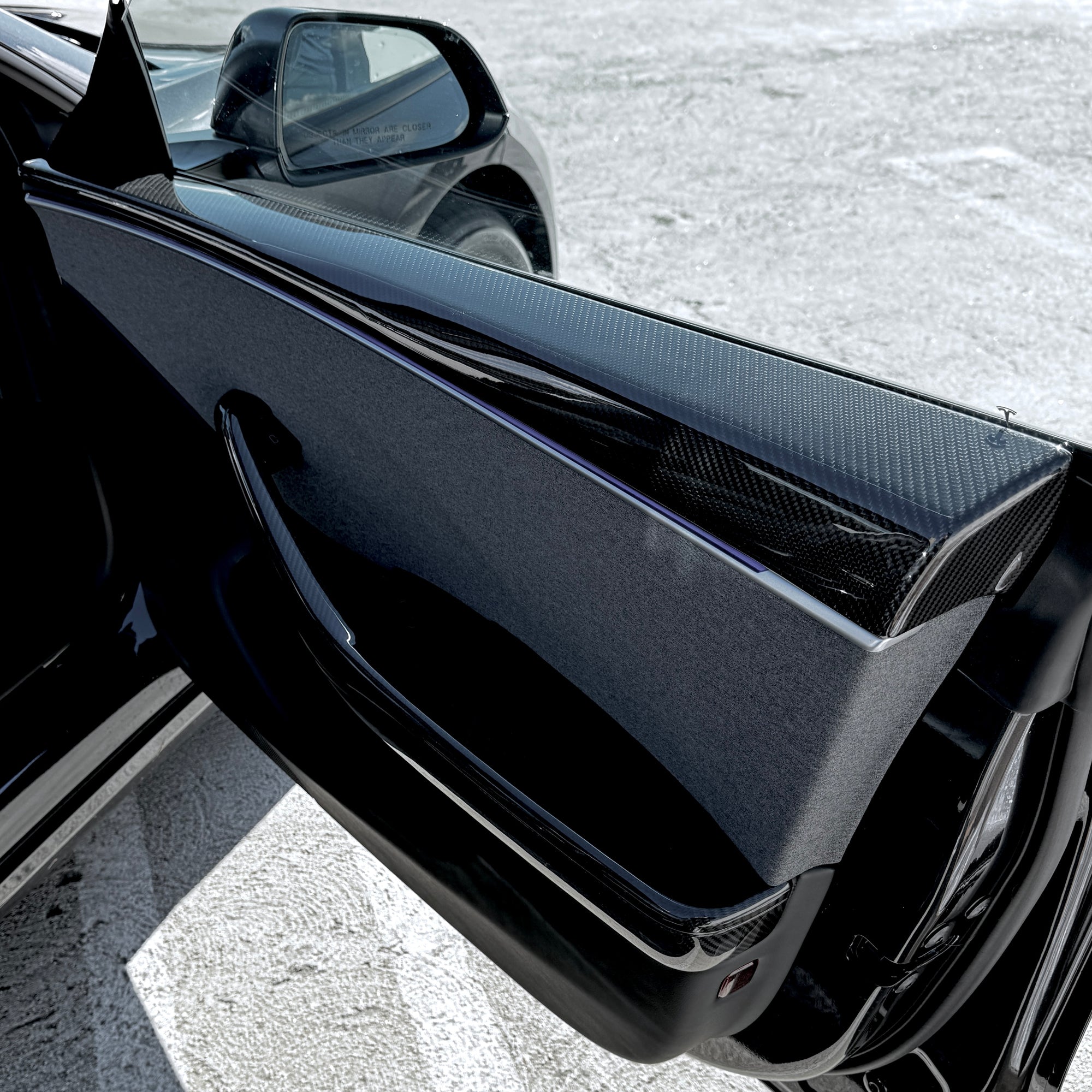 2024+ | Model 3 Highland Refreshed Front & Rear Upper Door Panel Overlays (4 Pieces) - Real Dry Molded Carbon Fiber