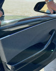 2024+ | Model 3 Highland Refreshed Front & Rear Upper Door Panel Overlays (4 Pieces) - Real Dry Molded Carbon Fiber