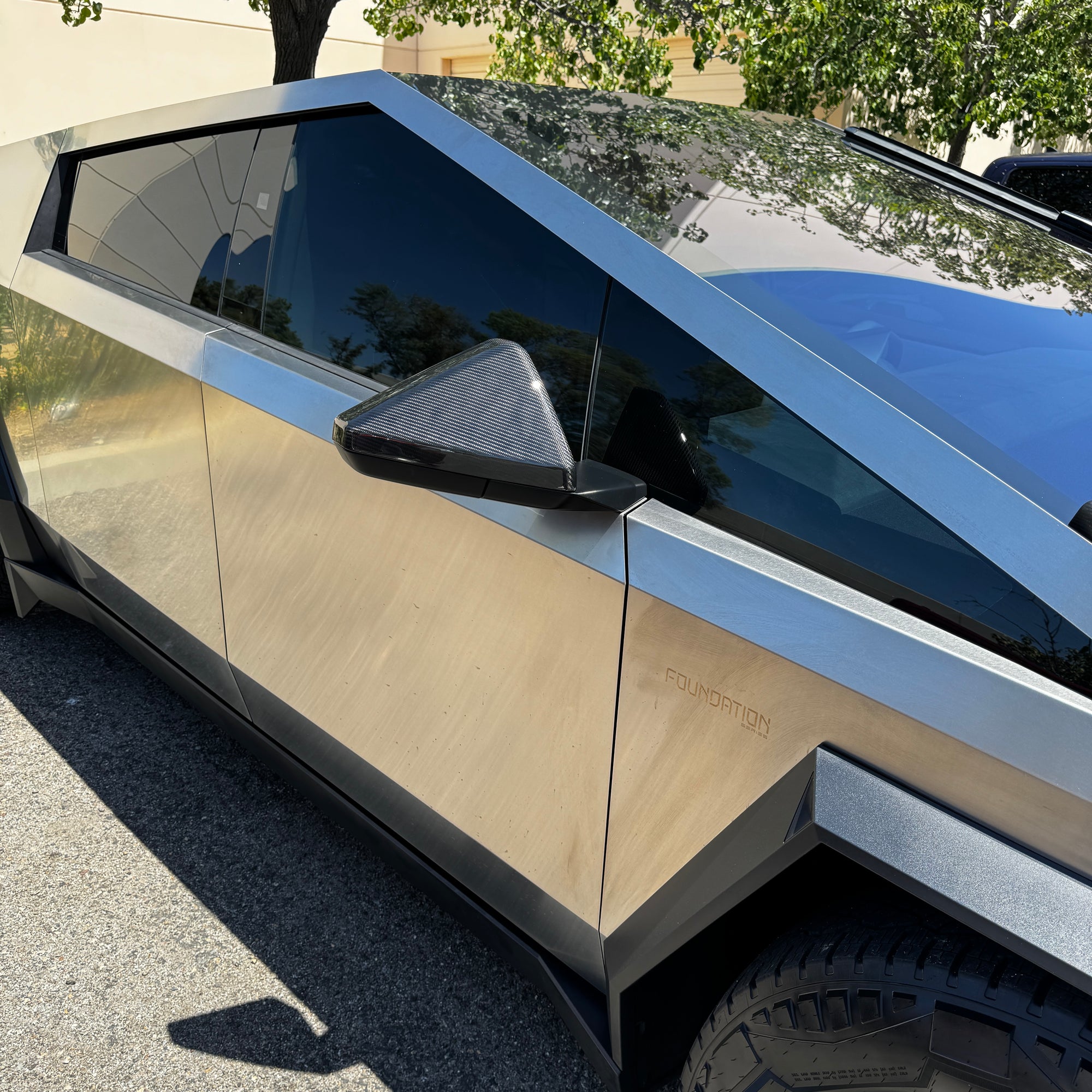 Cybertruck Side View Mirror Overlays - Real Dry Molded Carbon Fiber