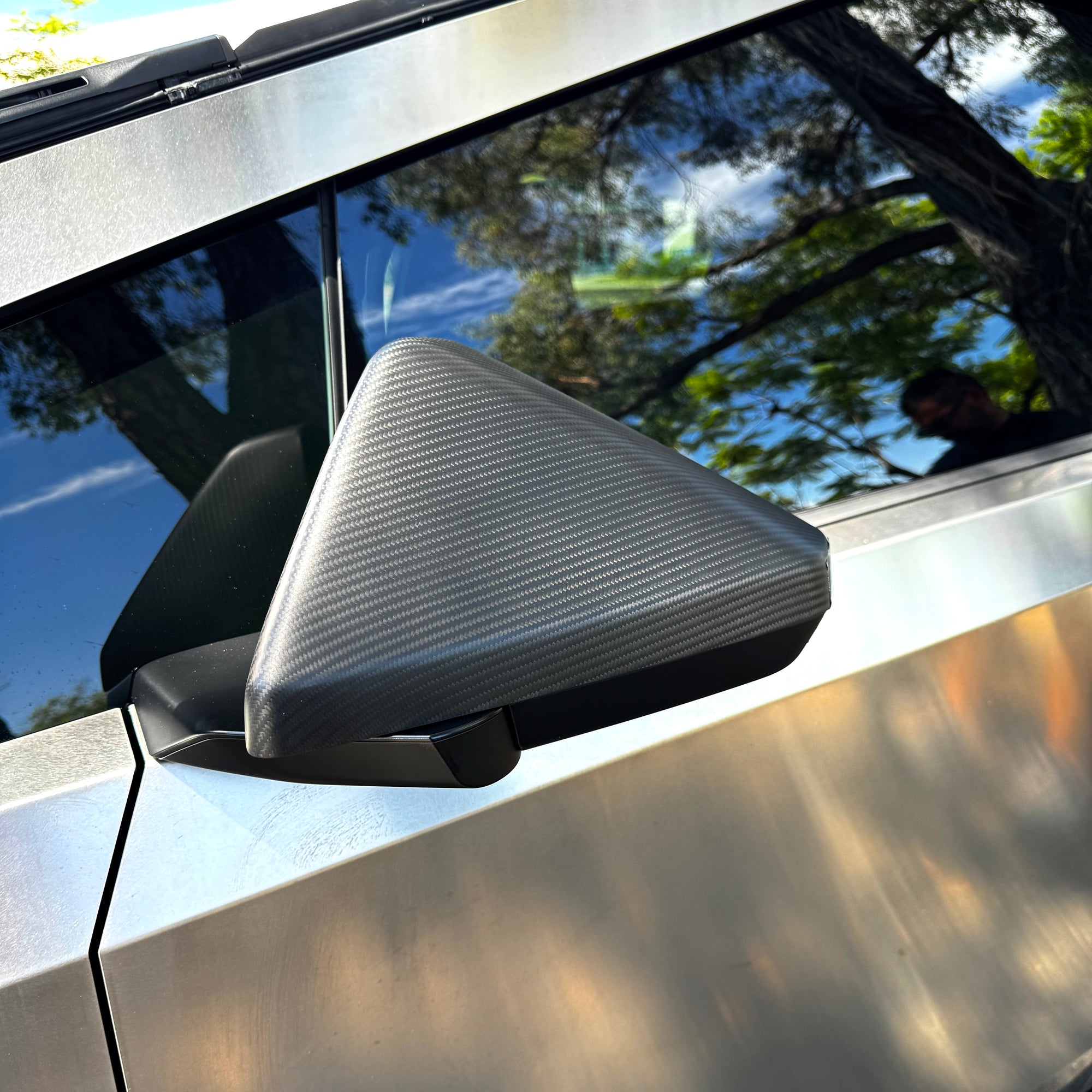 Cybertruck Side View Mirror Overlays - Real Dry Molded Carbon Fiber