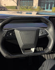 Cybertruck Squircle Sport Steering Wheel - Fully Heated - TESLA OEM Core, Enhanced shaped & Resurfaced in Carbon Fiber & Napa Leather