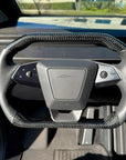 Cybertruck Squircle Sport Steering Wheel - Fully Heated - TESLA OEM Core, Enhanced shaped & Resurfaced in Carbon Fiber & Napa Leather