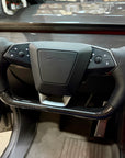 Cybertruck Heated Yoke Steering Wheel - TESLA Factory Original Core, Reshaped & Resurfaced in Real Molded Carbon Fiber & Napa Leather