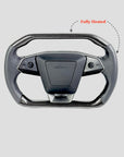 Cybertruck Squircle Sport Steering Wheel - Fully Heated - TESLA OEM Core, Enhanced shaped & Resurfaced in Carbon Fiber & Napa Leather