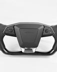 Cybertruck Heated Yoke Steering Wheel - TESLA Factory Original Core, Reshaped & Resurfaced in Real Molded Carbon Fiber & Napa Leather