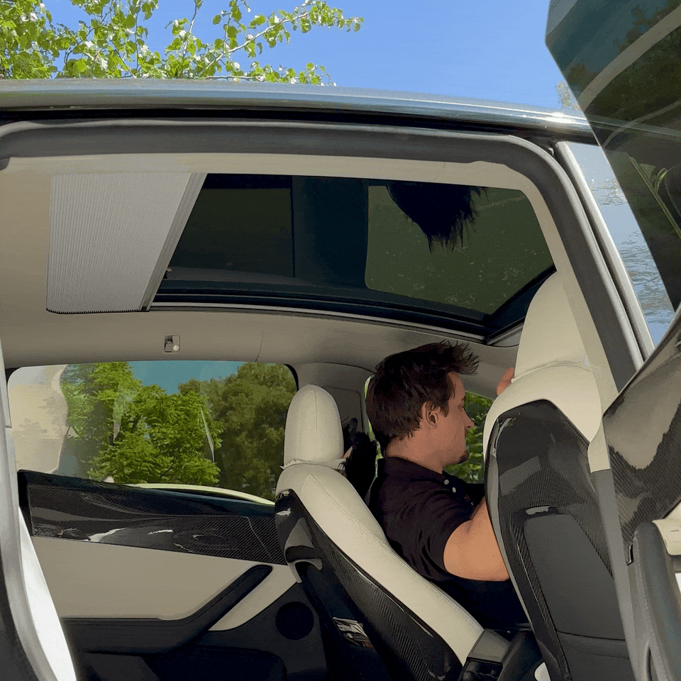 Teslamize GEN3 2-Piece Glass Roof Sunshade For Tesla Model Y – Includes Storage Bag – Front