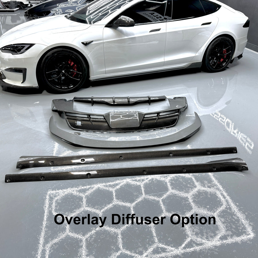2022+ | Model S Viento Full Body Kit - Real Molded Carbon Fiber (4 Pieces)