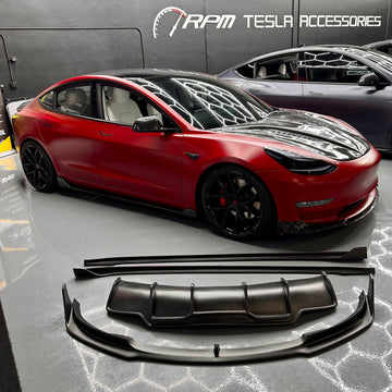 2017-2023 | Model 3 Viento Full Body Kit - Real Molded Carbon Fiber (4 Pieces)