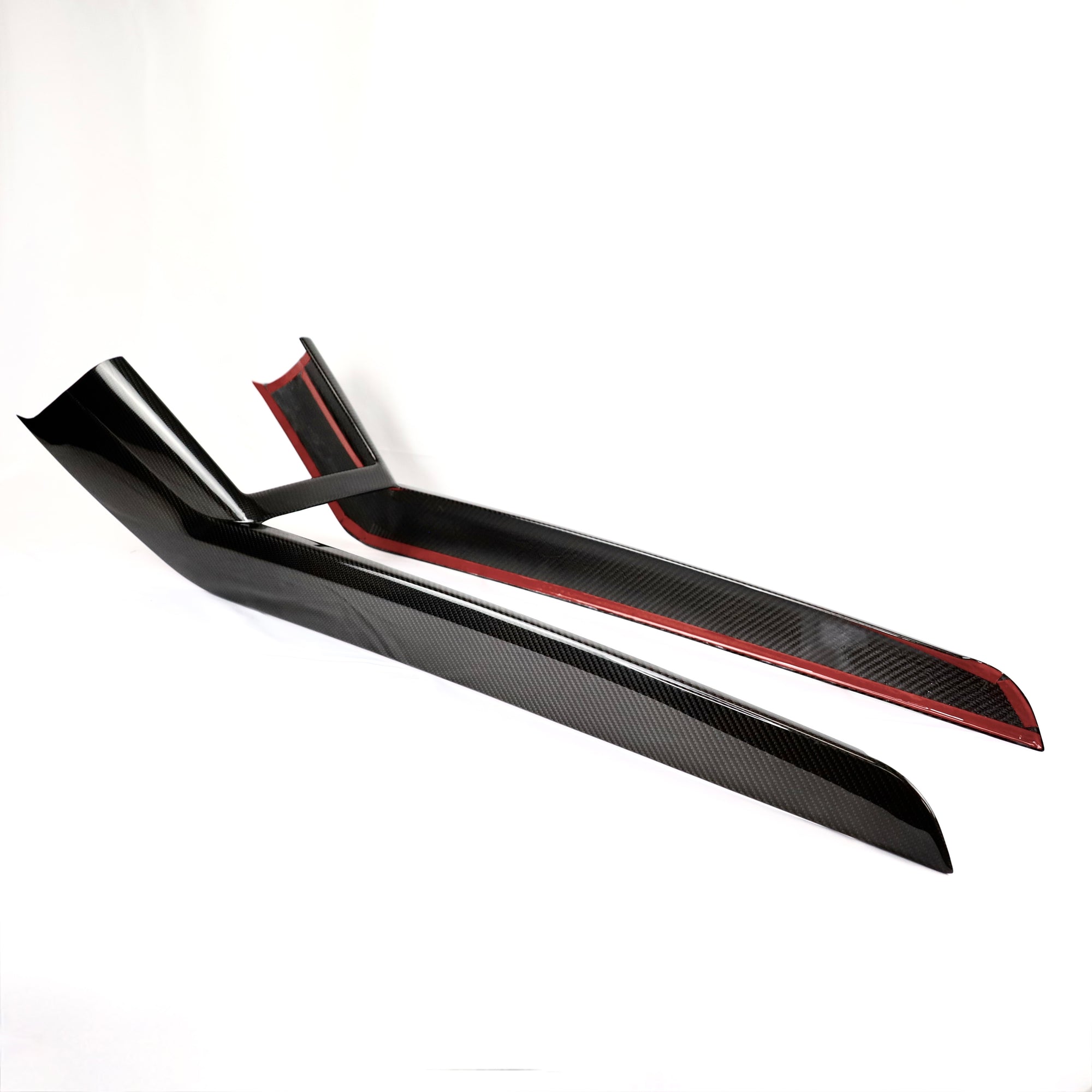 2024+ | Model 3 Highland Refreshed Center Console Combo Side Panel & Charging Pad Overlay (1 Piece) - Real Dry Molded Carbon Fiber