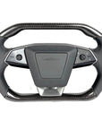 Cybertruck Squircle Sport Steering Wheel - Fully Heated built on a TESLA Factory Original Core, Reshaped & Resurfaced in Carbon Fiber & Napa Leather