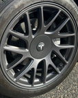 2024+ | Model 3 Highland Refreshed 18" Photon Center Wheel Hubs with Vinyl T (Set of 4) - Matte Black