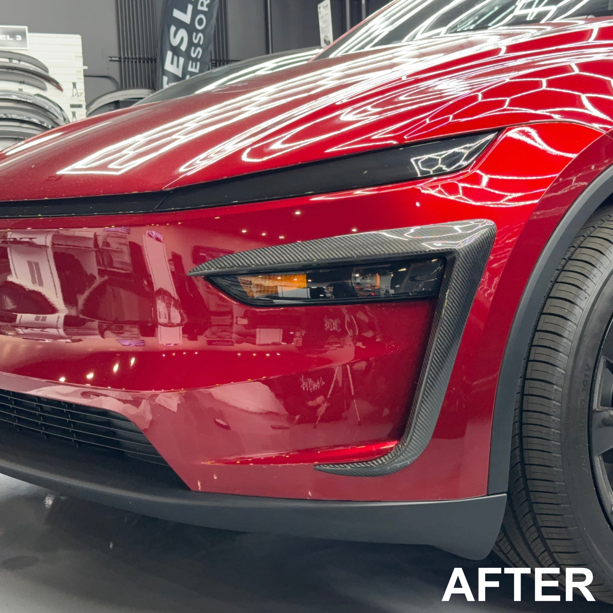2026+ | Model Y Juniper Refreshed Foglight Canards/Eyelids (1 Pair) - Real Molded Carbon Fiber