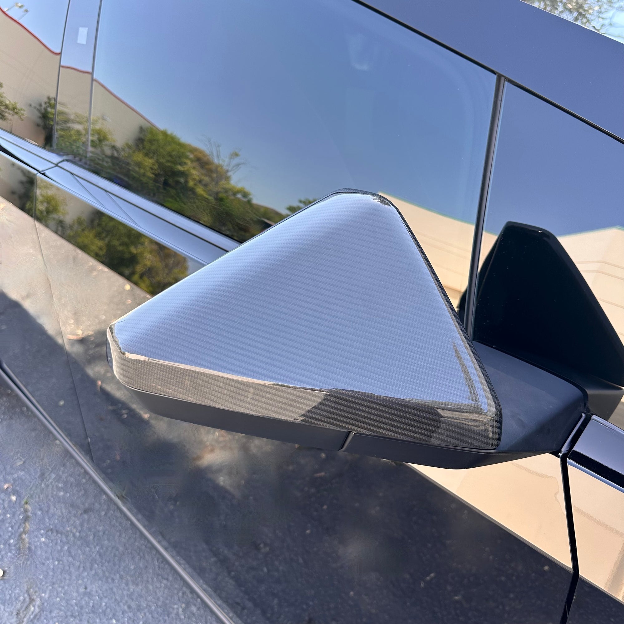 Cybertruck Side View Mirror Overlays - Real Dry Molded Carbon Fiber