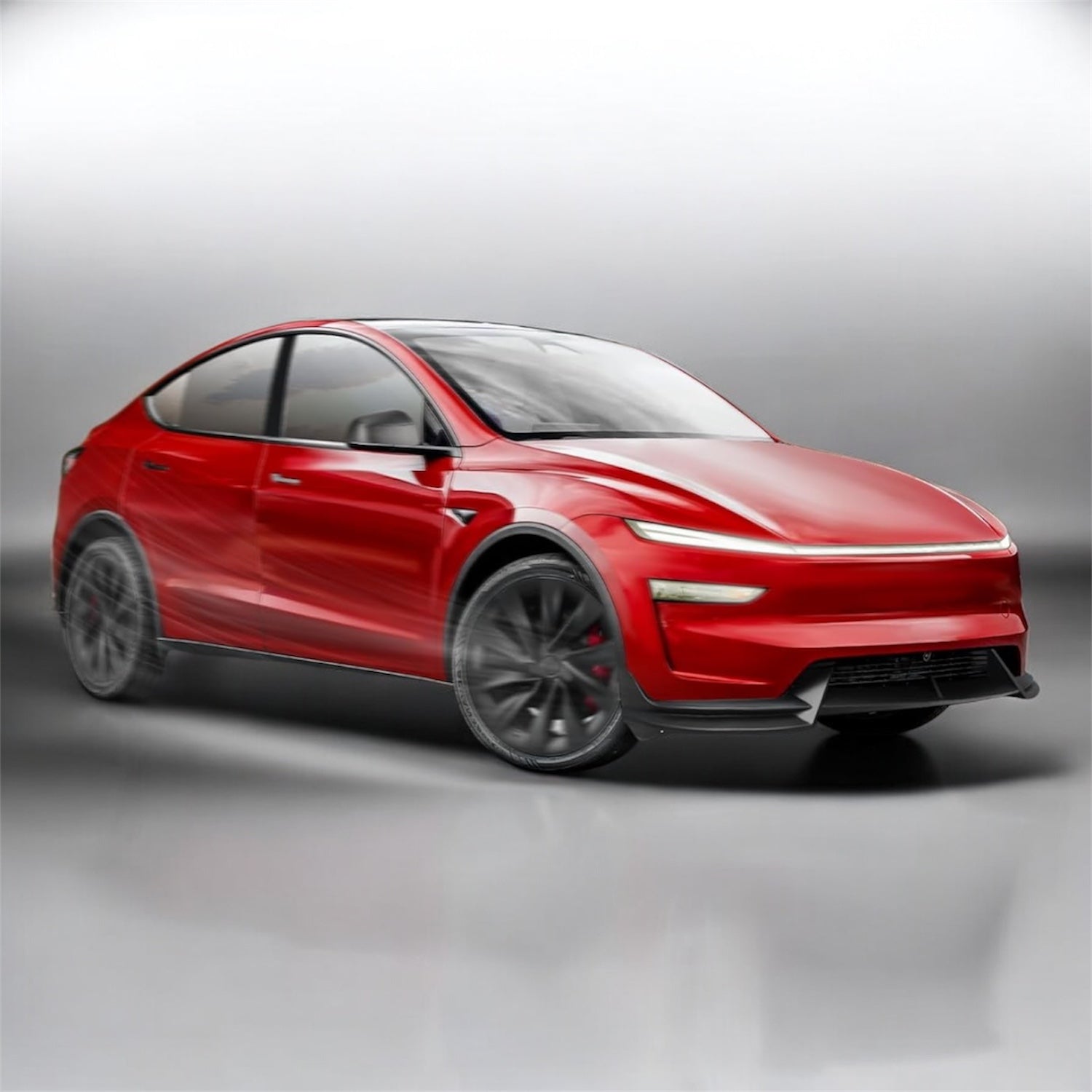 2026+ | Model Y Juniper Refreshed Viento Front Lip Spoiler ABS Plastic (3 Pieces) - Glossy Black