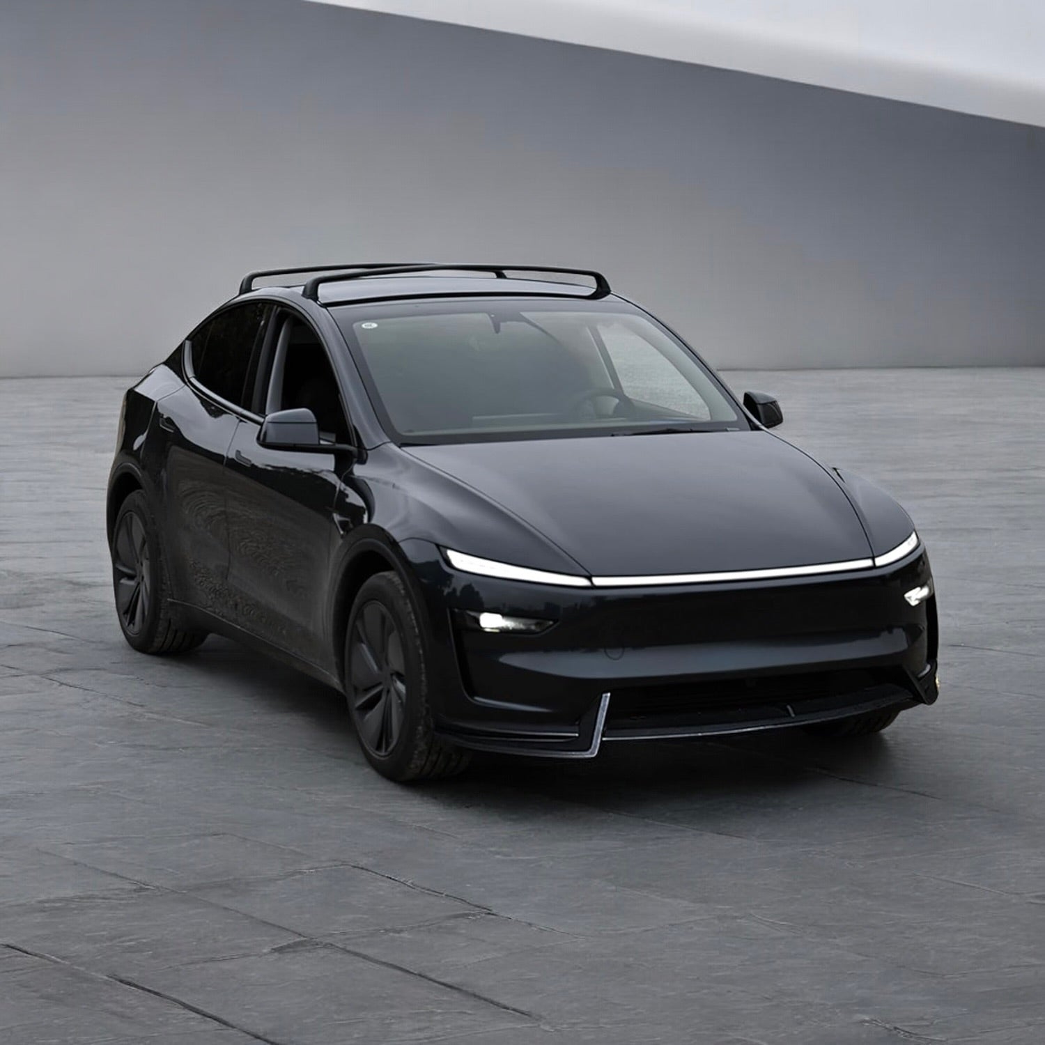 2026+ | Model Y Juniper Refreshed Viento Front Lip Spoiler ABS Plastic (3 Pieces) - Glossy Black