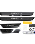Model 3 & Y Light Up Door Sill Covers - with Magnetic Induction LED's (All 4 Doors)