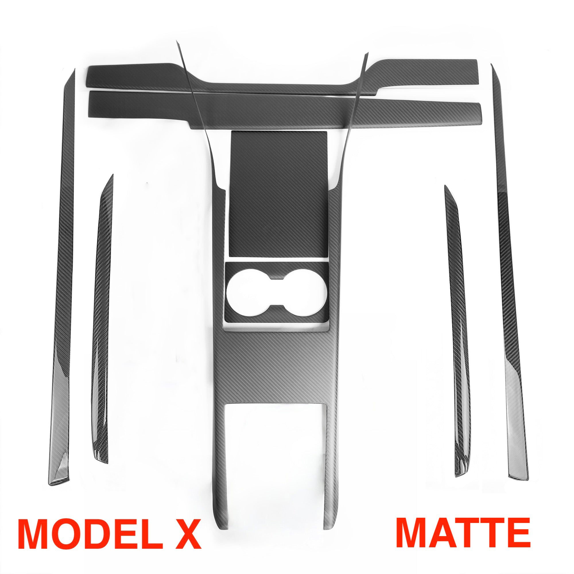 Model S & X Interior Upgrade Kit "Go Plaid" (9 & 12 Piece Kit) - Real Molded Carbon Fiber - Goodbye Wood