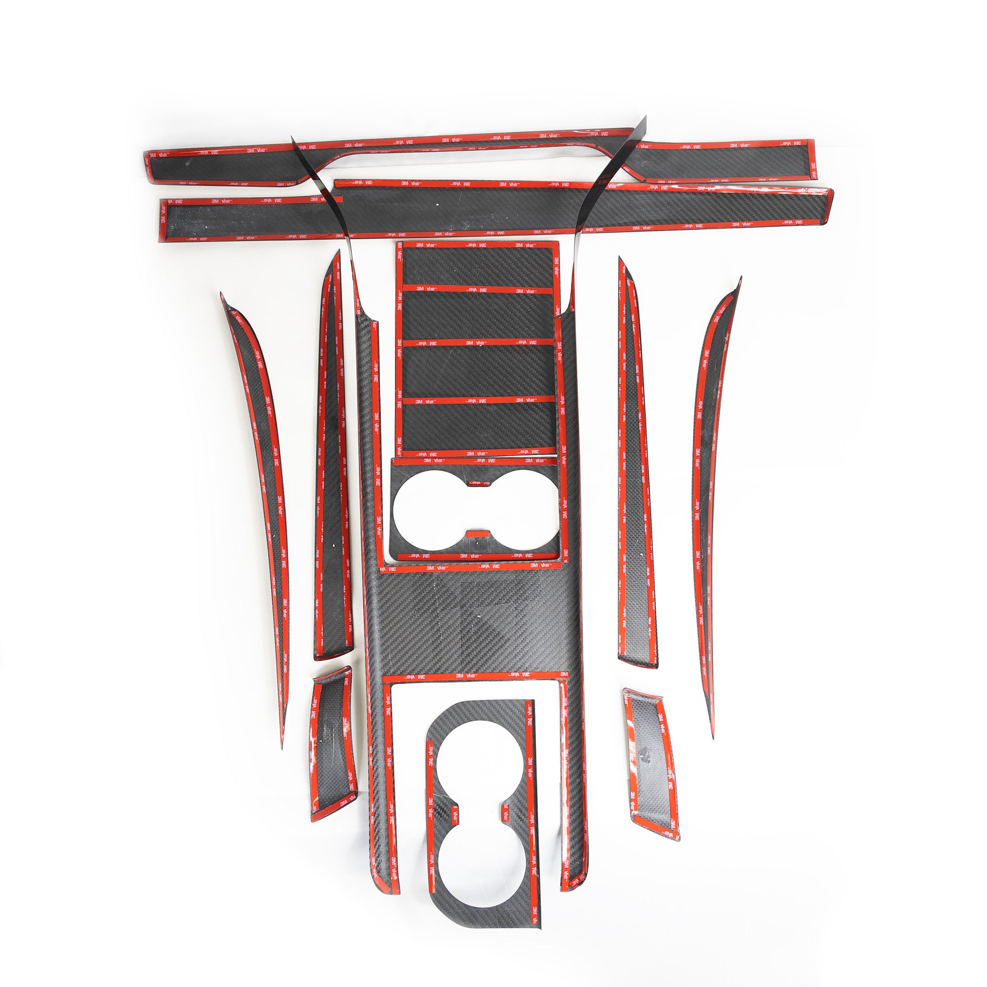 Model S & X Interior Upgrade Kit "Go Plaid" (9 & 12 Piece Kit) - Real Molded Carbon Fiber - Goodbye Wood