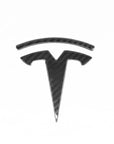 Model X Front T Logo Overlay - Real Dry Molded Carbon Fiber